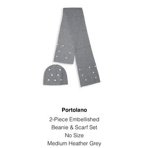Portolano Heather Gray Embellished Beanie and Scarf Set